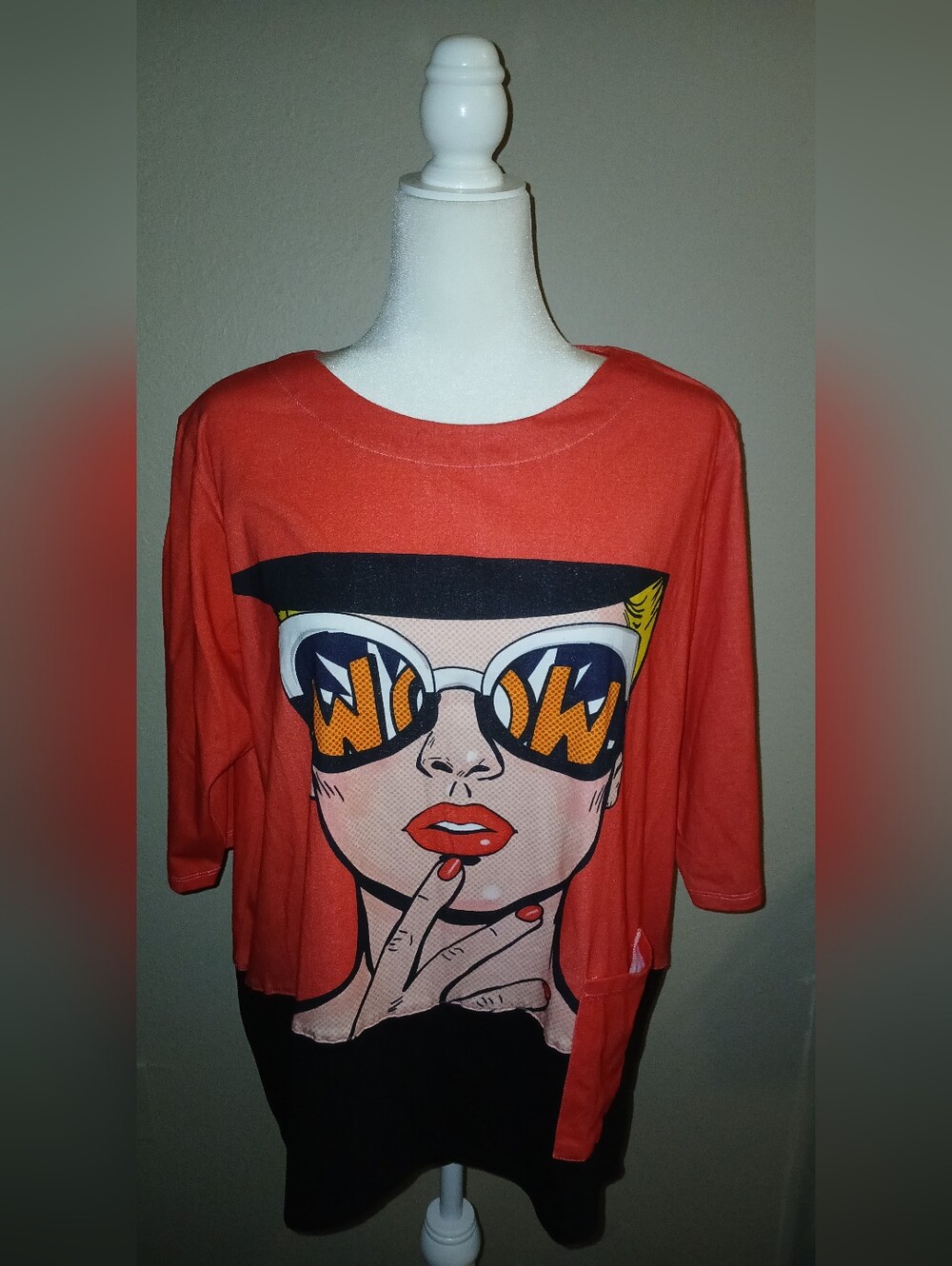 Cup Cake International WOW Glasses Oversized Pop Art Graphic Tee Shirt NWT